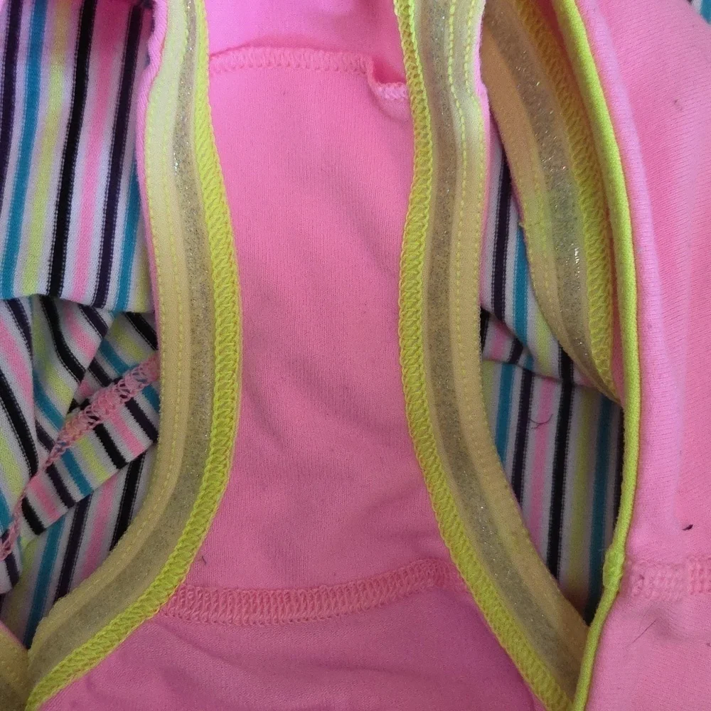 Ivivva Pink Blue Yellow Black Striped Skort Girls Size 14